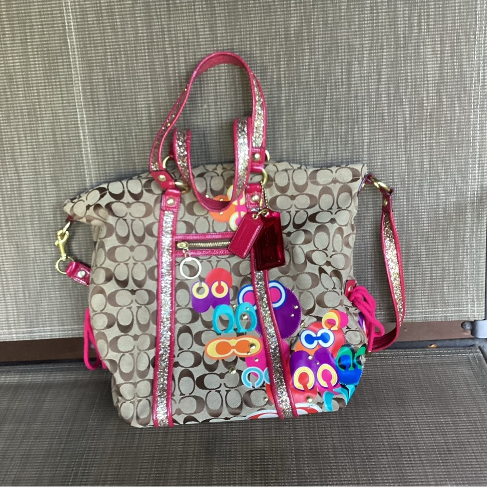 Coach  GRAFFITI Pink Tote Bag with Whimsical C Accents